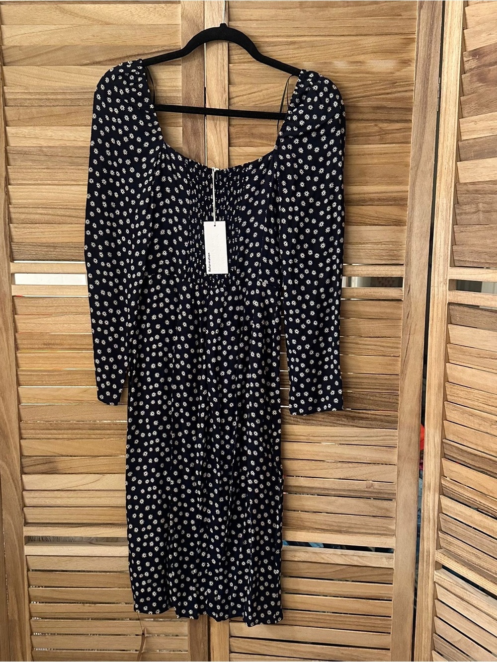 Reformation Peyton Midi Slit Dress in Flores Navy Floral Print 4 NWT - Picture 3 of 5